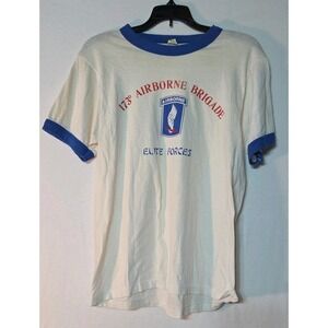 Vtg 70s 80s US Army 173d Airborne Ringer Tshirt Single Stitch Med Elite Forces